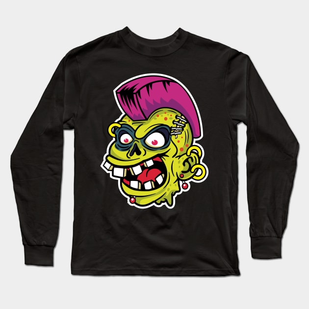 Comic - Zombie Punk Iroquois - dark Long Sleeve T-Shirt by ShirzAndMore